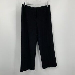 Eileen Fisher wool boucle straight leg knit pants black trousers stretch Medium